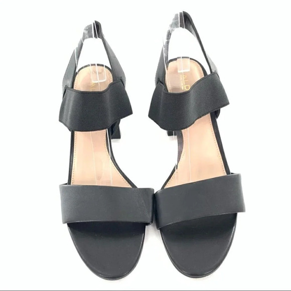 Aldo womens heels size 11 42.5 black leather chunky career - Picture 2 of 12